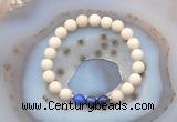 CGB6465 8mm round matte white fossil jasper & lapis lazuli beaded bracelets