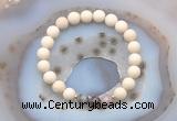 CGB6470 8mm round matte white fossil jasper & Botswana agate beaded bracelets