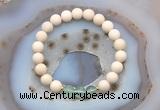 CGB6483 8mm round matte white fossil jasper & green fluorite beaded bracelets