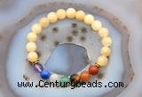 CGB6498 8mm round honey jade 7 chakra beads bracelet wholesale