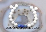 CGB6594 8mm round matte white howlite & lapis lazuli adjustable bracelets