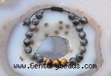 CGB6596 8mm round black labradorite & yellow tiger eye adjustable bracelets