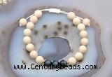 CGB6631 8mm round white fossil jasper & blue tiger eye adjustable bracelets