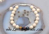 CGB6632 8mm round white fossil jasper & mixed tiger eye adjustable bracelets