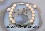 CGB6638 8mm round white fossil jasper & African turquoise adjustable bracelets