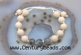 CGB6673 10mm round white fossil jasper & labradorite adjustable bracelets