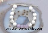 CGB6740 10mm round white howlite & lavender amethyst adjustable bracelets