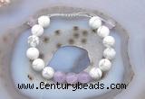 CGB6744 10mm round white howlite & lavender amethyst adjustable bracelets