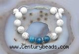 CGB6749 Hand-knotted 10mm round white howlite & apatite adjustable bracelets