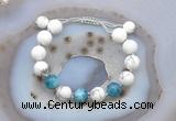 CGB6750 Hand-knotted 10mm round white howlite & apatite adjustable bracelets