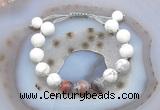 CGB6756 10mm round white howlite & botswana agate adjustable bracelets