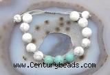 CGB6766 10mm round white howlite & amazonite adjustable bracelets