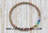 CGB7019 7 chakra 4mm unakite beaded meditation yoga bracelets