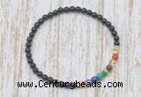 CGB7033 7 chakra 4mm black onyx beaded meditation yoga bracelets