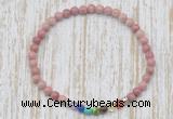 CGB7066 7 chakra 4mm pink wooden fossil jasper beaded meditation yoga bracelets