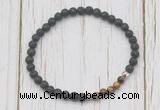 CGB7124 4mm black lava & yellow tiger eye beaded meditation yoga bracelets