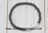 CGB7126 4mm black lava & white howlite beaded meditation yoga bracelets