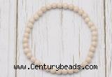 CGB7265 4mm tiny white fossil jasper beaded meditation yoga bracelets