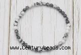 CGB7276 4mm tiny black & white jasper beaded meditation yoga bracelets