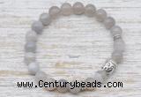 CGB7438 8mm grey banded agate bracelet with buddha for men or women