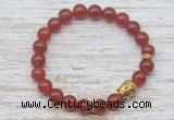 CGB7447 8mm red agate bracelet with buddha for men or women