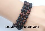 CGB7615 8mm black lava & red tiger eye mala stretchy bracelets