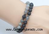 CGB7647 8mm black lava & labradorite gemstone mala stretchy bracelets