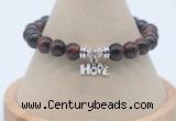 CGB7918 8mm red tiger eye bead with luckly charm bracelets