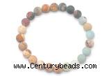 CGB8081 8mm matte amazonite, picture jasper & picasso jasper beaded stretchy bracelets