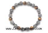 CGB8120 8mm labradorite, yellow tiger eye & hematite power beads bracelet