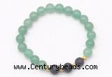 CGB8169 8mm green aventurine & black lava beaded stretchy bracelets