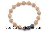 CGB8194 8mm matte wooden jasper & black lava beaded stretchy bracelets