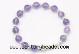 CGB8197 8mm amethyst & white lava beaded stretchy bracelets