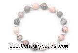 CGB8201 8mm pink zebra jasper & white lava beaded stretchy bracelets