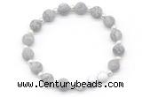 CGB8208 8mm matte grey picture jasper & white lava beaded stretchy bracelets