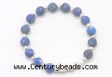 CGB8210 8mm matte lapis lazuli & white lava beaded stretchy bracelets