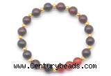 CGB8238 8mm brecciated jasper & red agate beaded stretchy bracelets