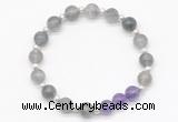 CGB8252 8mm cloudy quartz & amethyst beaded stretchy bracelets