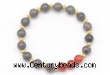 CGB8256 8mm rainbow labradorite & red agate beaded stretchy bracelets