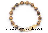 CGB8258 8mm grade AA yellow tiger eye & citrine beaded stretchy bracelets