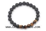 CGB8286 8mm black lava & grade AA yellow tiger eye beaded mala stretchy bracelets