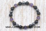 CGB8322 8mm matte amethyst, black onyx & hematite energy bracelet