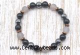 CGB8323 8mm matte grey agate, black onyx & hematite energy bracelet