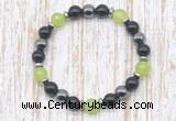 CGB8337 8mm candy jade, black onyx & hematite energy bracelet