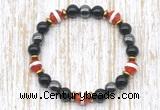 CGB8352 8mm Tibetan agate, black onyx & hematite energy bracelet