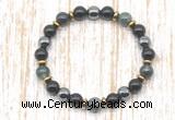 CGB8355 8mm moss agate, black onyx & hematite energy bracelet