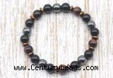 CGB8363 8mm red tiger eye, black onyx & hematite energy bracelet