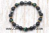 CGB8367 8mm green tiger eye, black onyx & hematite energy bracelet