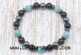 CGB8385 8mm amazonite, black onyx & hematite energy bracelet