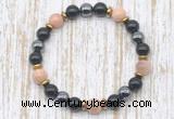 CGB8394 8mm sunstone, black onyx & hematite energy bracelet